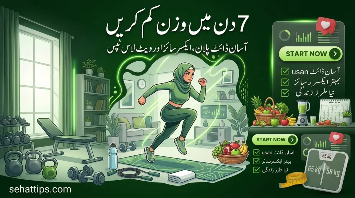 7 Din Mein Wazan Kam Kaise Kare Asan Diet Plan, Exercise aur Weight Loss Tips
