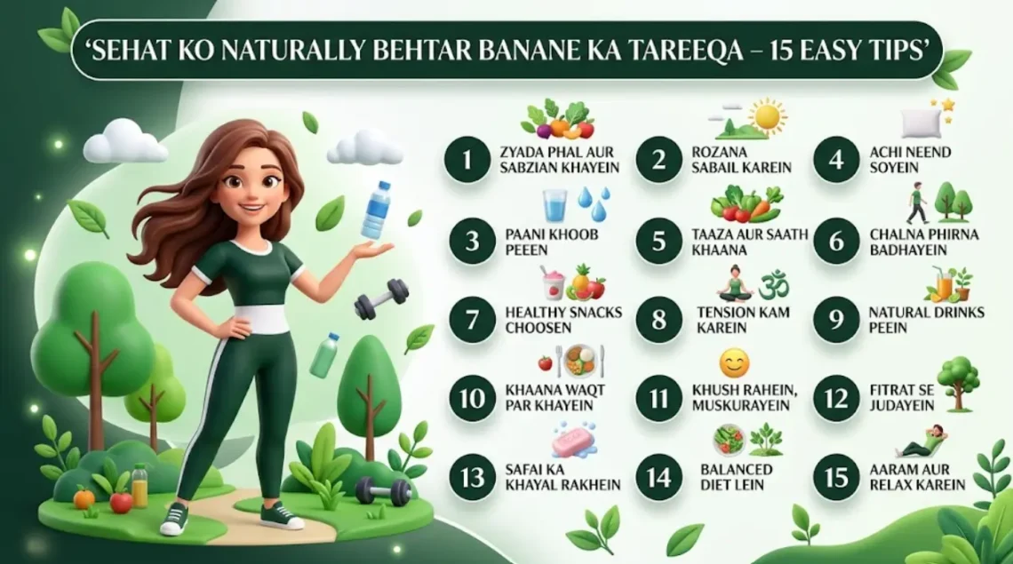 Sehat Ko Naturally Behtar Banane Ka Tareeqa – 15 Easy Tips